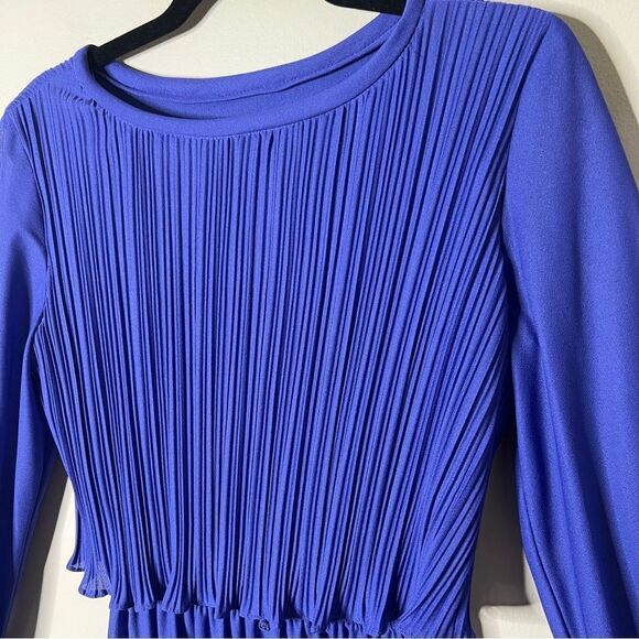 Lady Carol Petites Vintage 70’s Purple Plisse Overlay Sheer Skirt Dress Size 14 - Picture 4 of 8